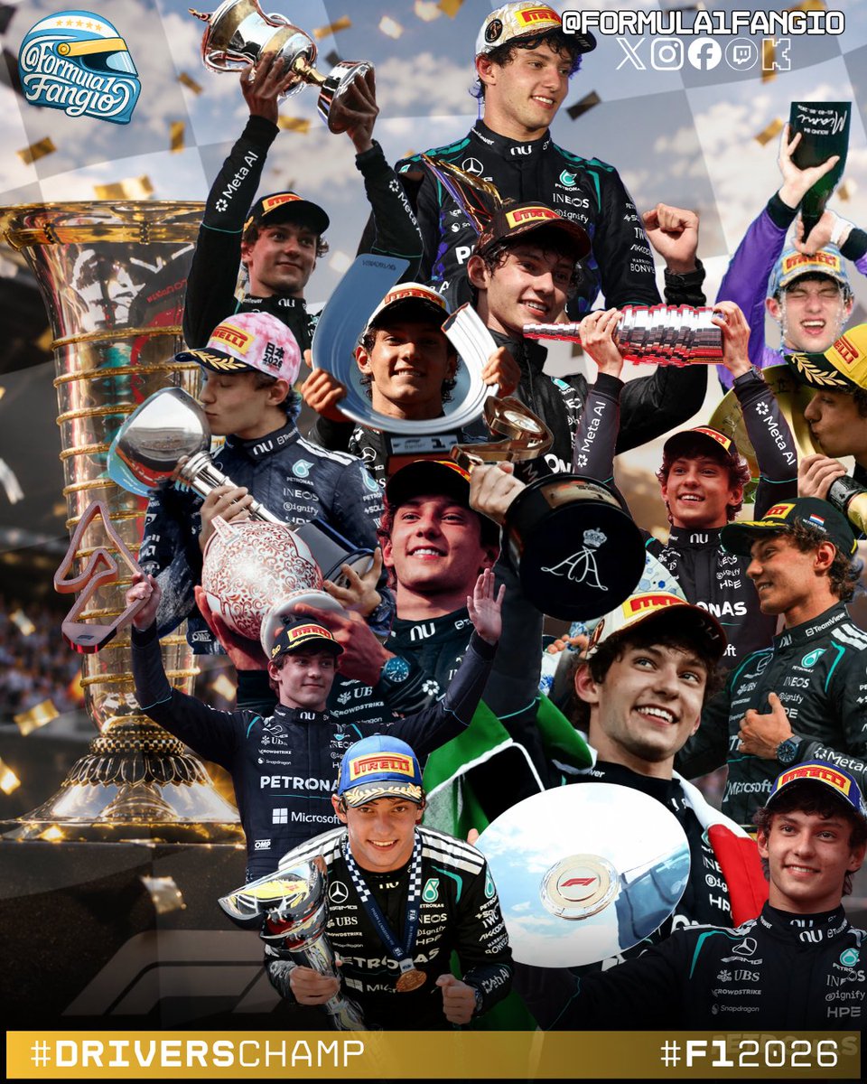 Formula1Fangio's tweet photo. 🏆 ¿KIMI CAMPEÓN EN #AUSTIN? 🇺🇸

#Antonelli puede coronarse campeón del mundo este fin de semana si:

🥇 Gana el #USAGP
🔵 #Russell termina P9 o peor
🔴 #Hamilton termina P5 o peor

🇮🇹 ¡KIMI A UN PASO DE HACER HISTORIA! ¿Tendremos campeón en Austin? 👀🏆 https://t.co/Gc9LNaM3rB