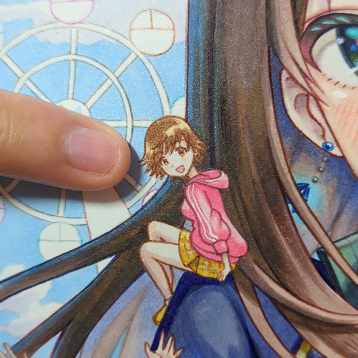 namagai_cos's tweet photo. ついに！私も！AIとか言われる日が来ました🥳🥳
それだけ上手く描けてるってことだよね！ありがとうございます🙏

ちなみに設定からラフ、仕上げまですべて完全アナログの手描きで制作しています！
さっき撮った自宅保管の設定やラフ軍団、実際に色付いていく様子と、私の小指との大きさ比較画像です https://t.co/8owA5iflXB