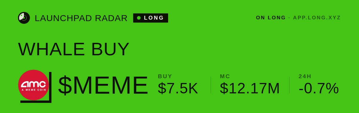 LongLaunches's tweet photo. 🐋 WHALE BUY on LONG
$7.5K of $MEME just got bought in a single swap
MC $12.17M · https://t.co/Vkk3BFsu9l
Tx: https://t.co/d0tKuvGKbK
#RobinhoodChain #LaunchpadRadar https://t.co/0zg1bn138b