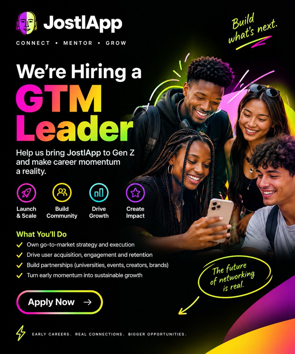 davepoku's tweet photo. Hiring  a Founding GTM Leader (Unpaid, Future Equity Path) — JostlApp 
https://t.co/C5OxByuJk9
Note: Include a short explanation of why you are the one for this role on the submission form. https://t.co/sDpdGWig8c