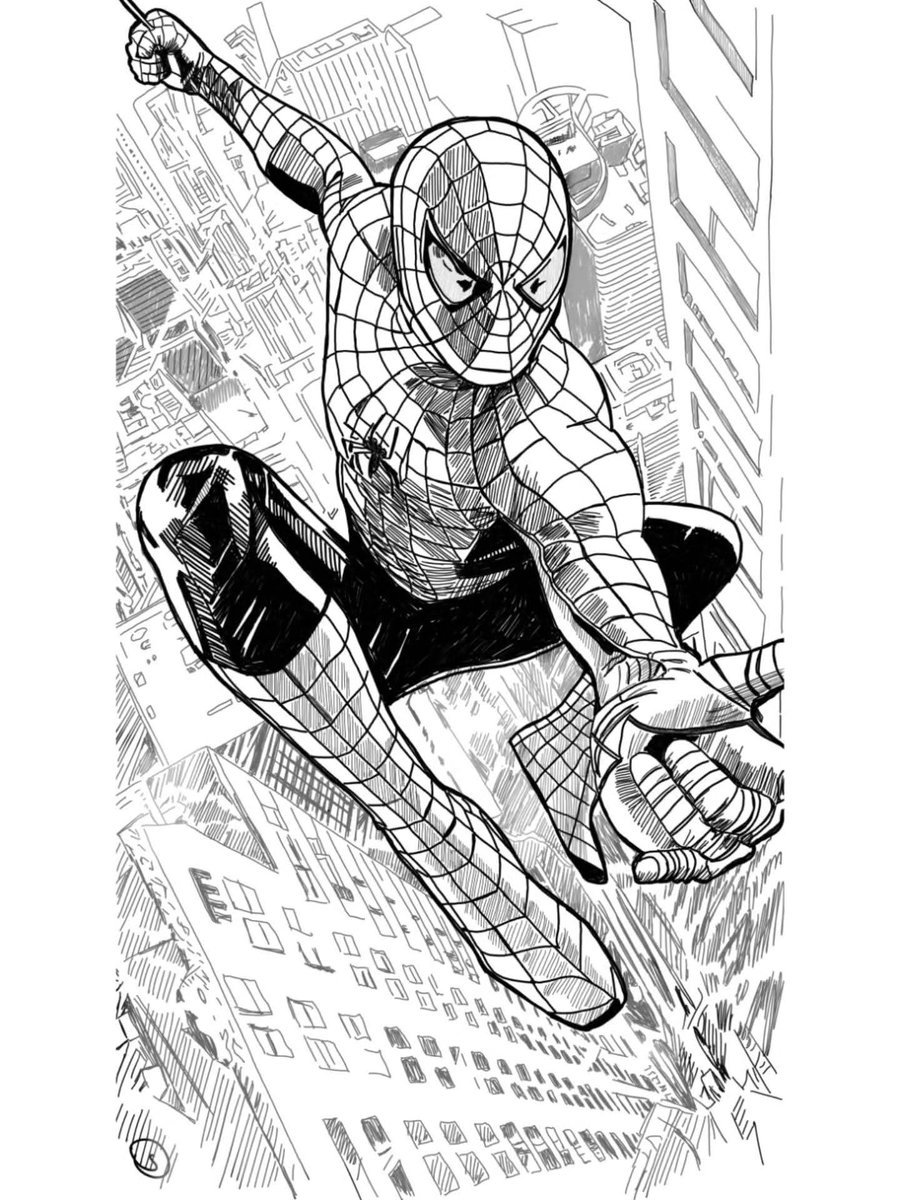 justseandraws's tweet photo. Just another casual stroll above the concrete jungle. Kept the edges defined and the perspective dizzying for this Spider-Man digital ink study.

Thwip! 🕷️🕸️

#SpiderManArt #DigitalInking #MarvelFanArt #ComicBookArt #LineArt https://t.co/zJZ2Igd8zv