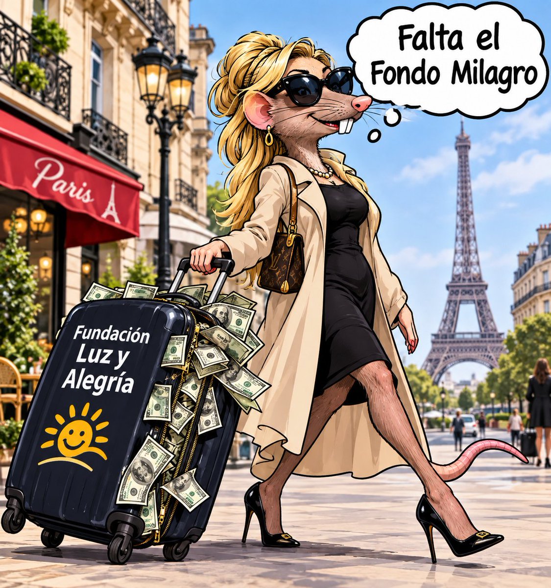 nstor_lope's tweet photo. 🐀🇫🇷 ¡La rata no fue de turismo a París, fue de recaudo! 😂💸

La maleta va llena, pero la ambición no tiene fondo: «Falta el Fondo Milagro» 🤣

¡Ni Disneylandia tiene semejante fantasía! 🎪 https://t.co/4E932hoGGL