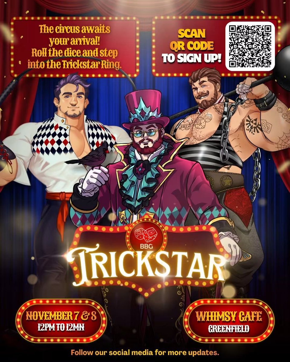 Bbg_ph's tweet photo. Welcome to Trickstar!

The circus is calling, and it’s time to claim your spot! Two years of games, community, creativity, and a little bit of mischief deserve a celebration like no other.

Let the games begin, players!

Sign up here: https://t.co/x6gcUqSTmT https://t.co/DYcG1U8ifz