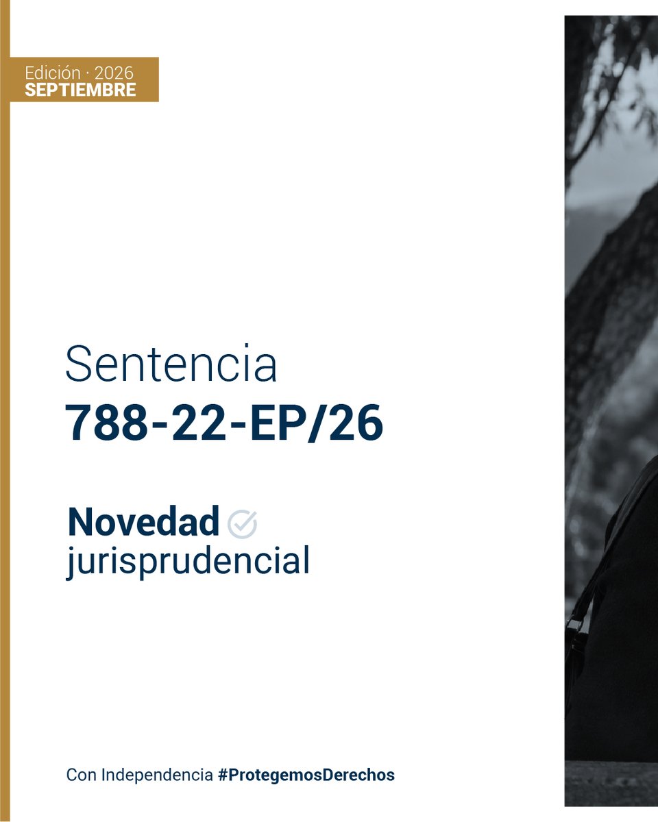 CorteConstEcu's tweet photo. #NovedadJurisprudencialCC | La CC determinó que no se vulnera la seguridad jurídica cuando, dentro de una acción de protección, se dispone una medida de reparación destinada a hacer efectivo un derecho previamente vulnerado.

👉🏽 Sentencia 788-22-EP/26: https://t.co/PBrVGZyD0k https://t.co/IZCdkKApOP