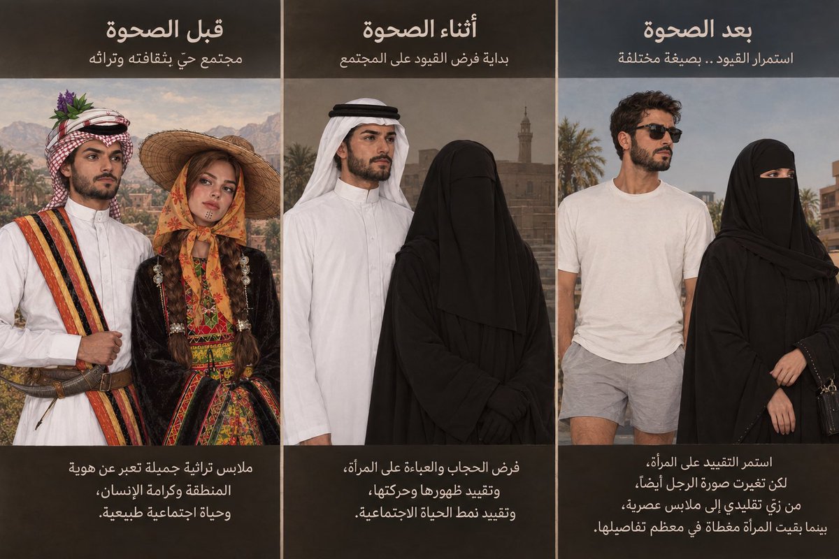 WSWS963's tweet photo. #٢٠٣٠_بلا_نقاب13
#النقاب_بقايا_الصحوه 
جات الصحوه فانتزعت من المرأة أبسط حقوقها، وخنقت حريتها، ثم انتهت وعادت الحياة إلى طبيعتها للجميع… إلا المرأة، بقيت تدفع ثمن حُقبة انتهت. https://t.co/DvTKhRvvJn