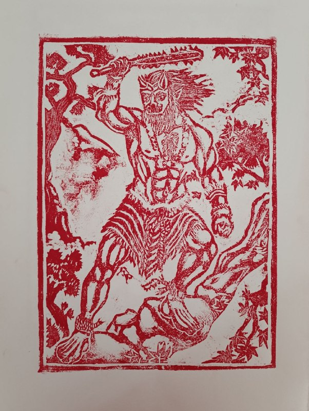 OdragoArts's tweet photo. I wonder if a #Oni, a japanese ogre, counts too for #orctober, nontheless rough #bara is always appreciated. Hope I may do something more polished ASAP.

#traditionalart #engraving #woodcut https://t.co/37wD5pblNO