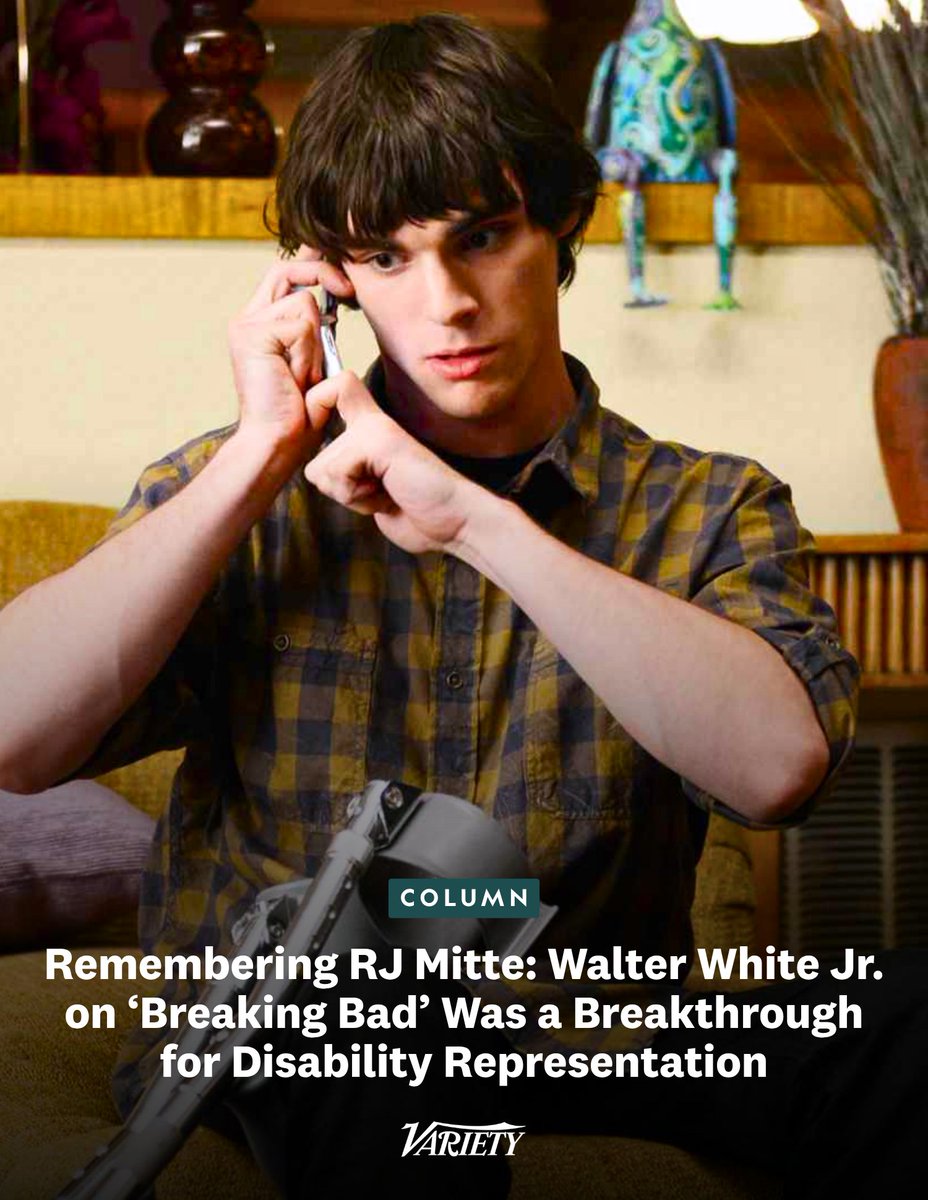 Variety's tweet photo. RJ Mitte has died at 34 years old. The actor's heartbreaking performance as Walt Jr. in #BreakingBad "was a breakthrough for disability representation," writes @DPD_. 

"'Breaking Bad' allowed Mitte to burrow into Walt Jr. over the long term and by the time of his final confrontation with his father, Walt Jr.’s (and Mitte’s) cerebral palsy had become something other than noteworthy. It was a fact about both young men that the viewer noticed but that didn’t define either. Mitte's character was loyal, or thwarted, or heartsick — or, it ought to be said, tall and strikingly handsome — before he was ever anyone’s idea of an object of pity... This was the power of what is still rare now and was rarer in 2008, when 'Breaking Bad' began: Hiring an actor with a disability to portray that disability."

Read the full column: https://t.co/cB3ZYFgJxA