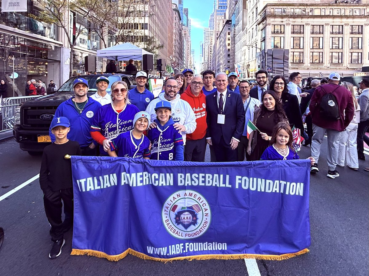 IABF5's tweet photo. The Italian American Baseball Foundation was proud to march in the 2026 Columbus Day Parade in New York City, celebrating the rich history, culture and contributions of Italian Americans! https://t.co/k08vzvedFF
