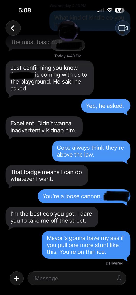 elijahsez's tweet photo. Texts with my cop neighbor. Our boys play together practically every day. https://t.co/qwfRhFLGF4