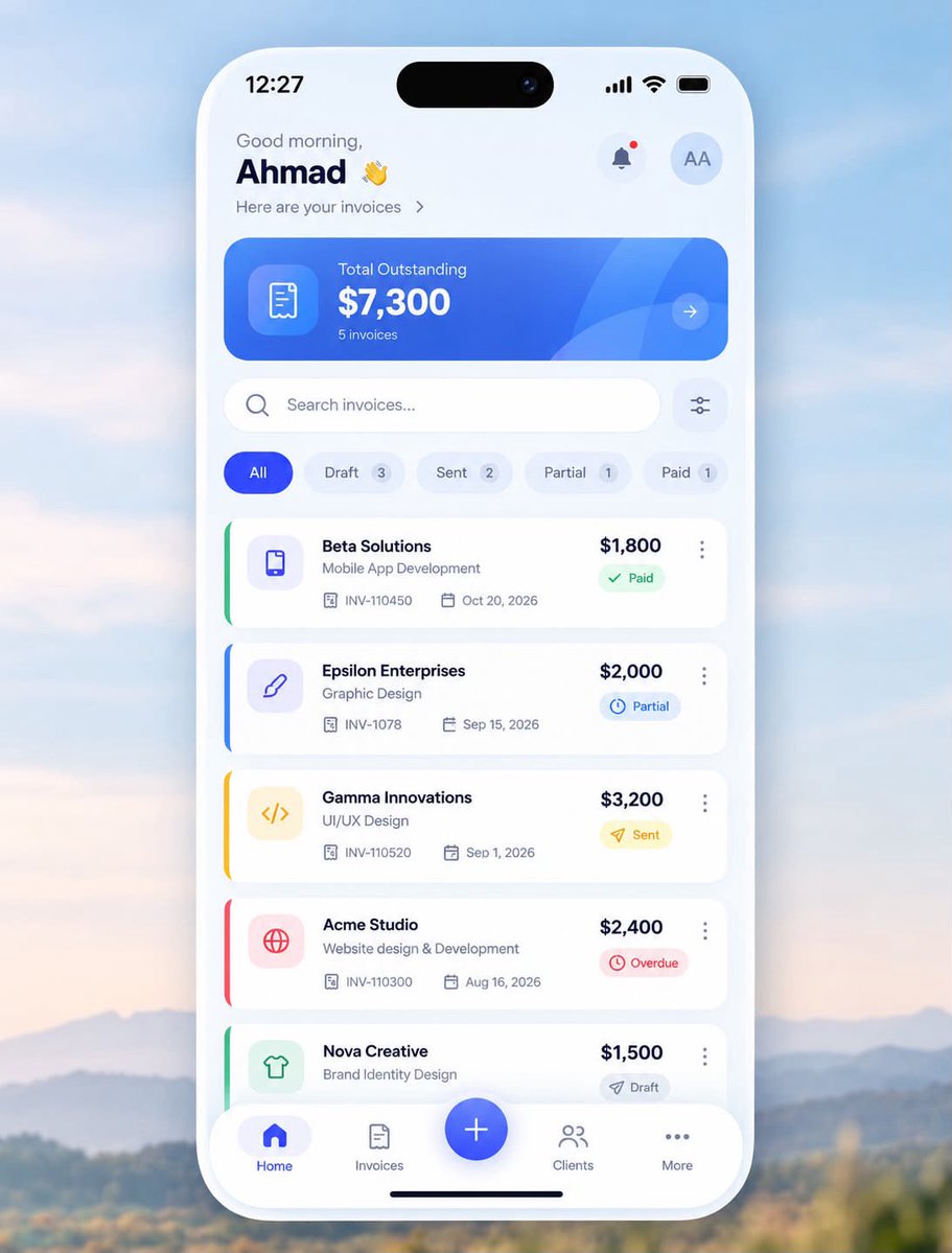 utono_jr's tweet photo. Managing invoices, tracking payments, and staying on top of cash flow, all in one clean interface. 💙📊
Designed for clarity, built for productivity.
#UIDesign #UXDesign #Figma #MobileAppDesign #ProductDesign https://t.co/O9WMYkbkza