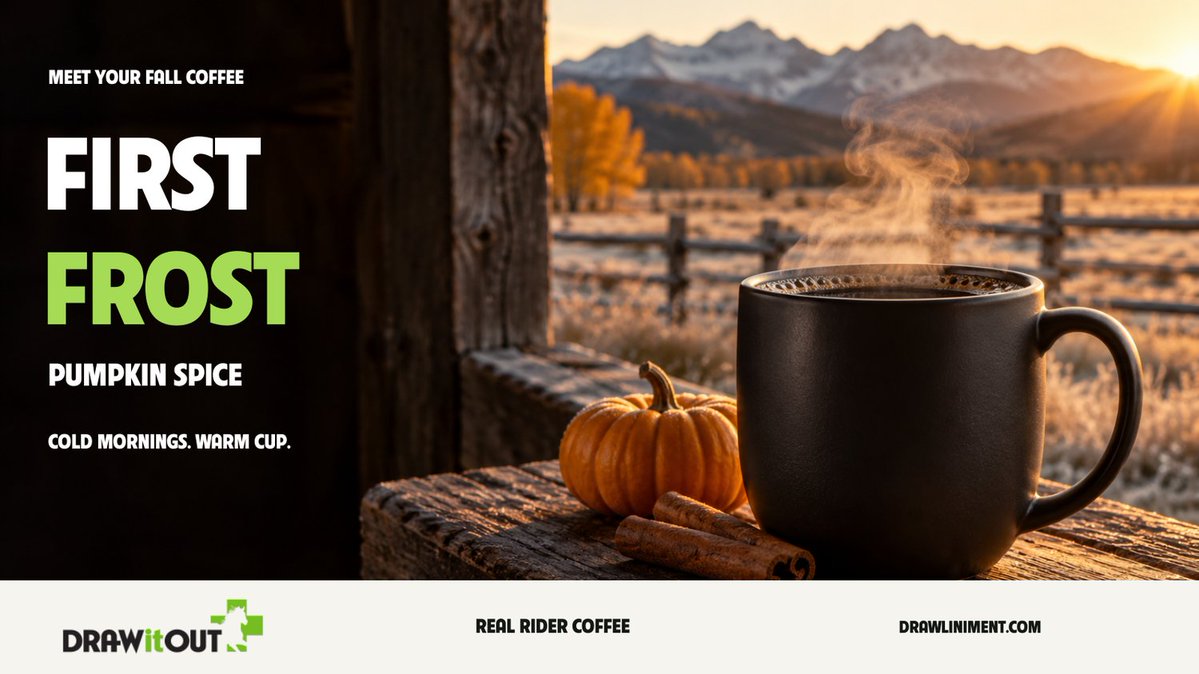Drawitoutusa's tweet photo. Cold mornings. Warm cup. Same hungry horses.

Meet First Frost Pumpkin Spice Coffee. Pumpkin, nutmeg, cinnamon &amp; clove notes. Roasted to order.

12 oz. Whole bean or ground. $20.

https://t.co/Lt5diY15XV https://t.co/pzC0f0Jb7Z