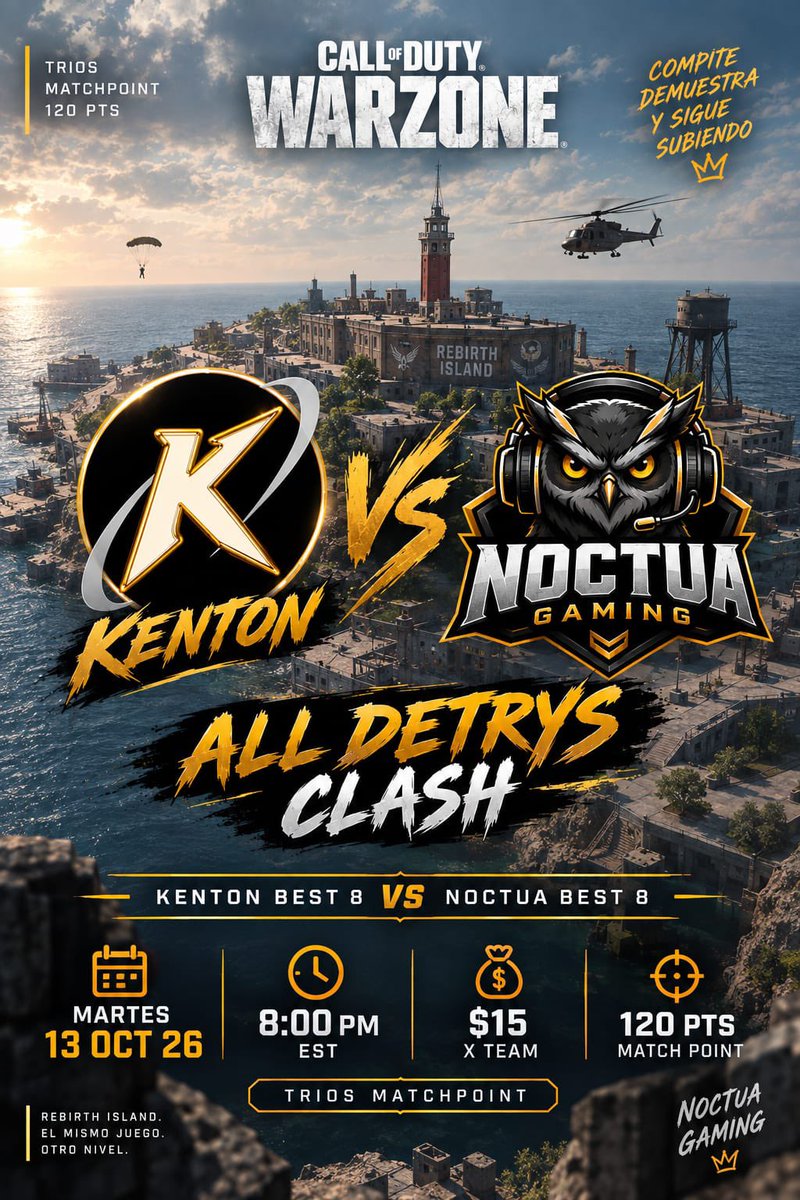 Kenton_Gaming's tweet photo. 💎 @Kenton_Gaming VS @Noctuagaming01 💎

           💎🔥 ALL DETRY 🔥💎

🇵🇷 Kenton Best 8
🇩🇴 Noctua Best 8

📆| 10/13/26 Tuesday
🕰️| 6pm CDMX / 8pm EST 
🎟️| $15 X Team
📈| 120 MatchPoint 
🌎| NAE Host

Reply 👇 If u wanna be in my 8 Teams🫶🏼 https://t.co/aYocAXXVma