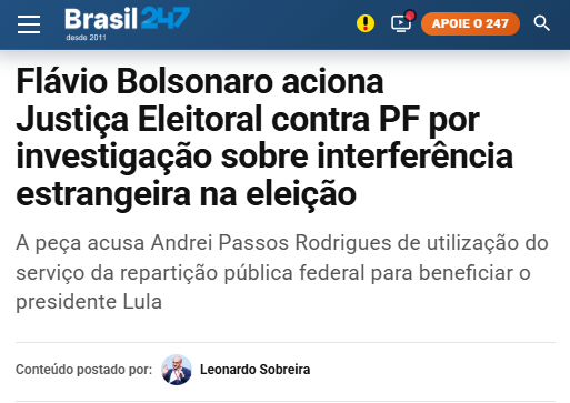 BellatrixMarla's tweet photo. A solicitação de Flávio é uma confissão. Afinal, por que ele não quer que a Polícia Federal investigue a suposta (cada vez menos suposta) interferência estrangeira nas nossas eleições? Daqui a pouco, Flávio entra com um pedido no TSE para impedir que a lei seja aplicada a tds. 🤡 https://t.co/GPXQbTuW9s