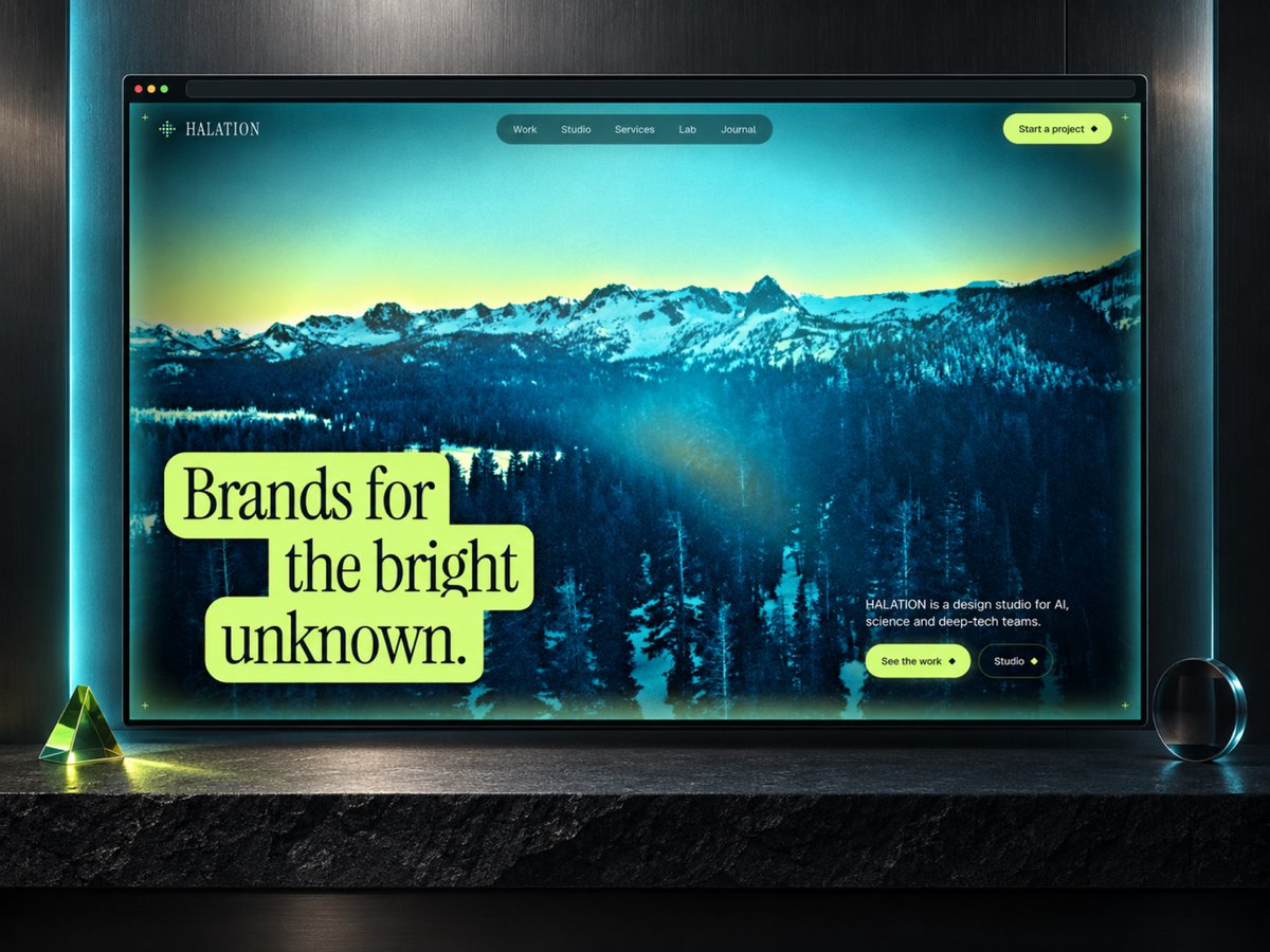 JohnNicholsonIO's tweet photo. HALATION, my Framer template for design studios.

Cyan landscapes, electric-lime type panels and a dark editorial grid across Home, Work and Studio.

Fictional science-focused studio demo:
https://t.co/NqdJ8V5yL2

#Framer #WebDesign https://t.co/JaOm3TqUsG