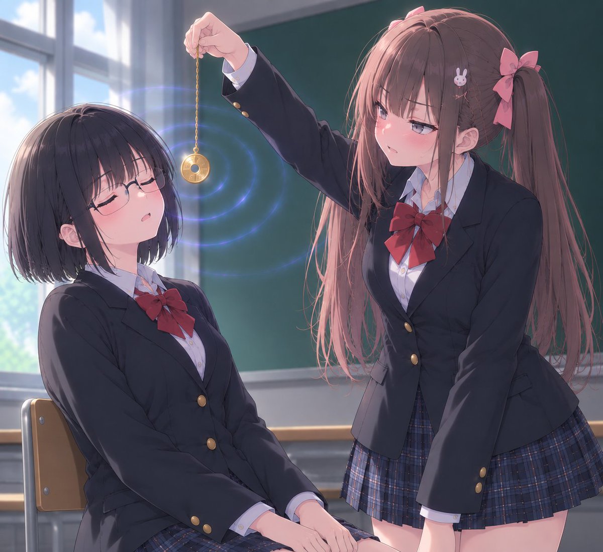 yttrium_00's tweet photo. 「明日ピアスつけて髪を染めて学校に来てもらおうかしら。その前に今日は門限を破りなさい。塾もサボっちゃいなさい」
真面目委員長が不良落ちのピンチ！

#催眠 #催眠術
#AIart️️️️️️️️️️️️️️️️️️️️️️️️️️️️️️️️️️️️️️️️️️️️️️️️️️️ #AIイラスト https://t.co/iJ81blz95k