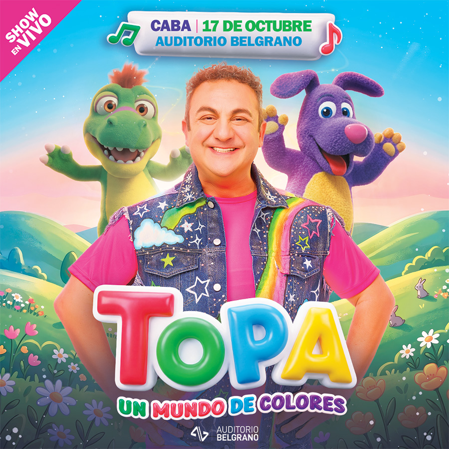TicketekAr's tweet photo. 🌈🎶 ¡Topa presenta *Un mundo de colores*! Una fiesta para cantar, bailar y divertirse en familia junto a Mario, el Dino Bebé y Pinto el Cartero. 💛✨

📅 17/10 - Auditorio de Belgrano
📅 14/11 - Teatro Devoto

🎟️ https://t.co/SL6l3ZdBlU https://t.co/XdxASvZCdC