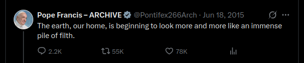 novusolus's tweet photo. This was the only good tweet from a Pope account. https://t.co/F58qiDjZH4