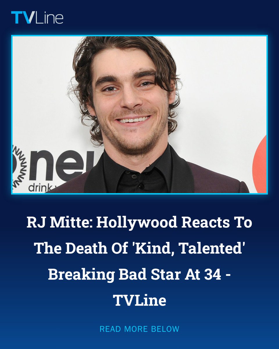 TVLine's tweet photo. Tributes are pouring in for Breaking Bad star RJ Mitte, following the actor's death at age 34. https://t.co/x9yhrp86XW