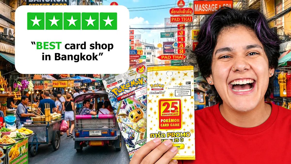 SuperDuperDanni's tweet photo. I absolutely LOVED visiting Thailand - just posted our video on the BEST Pokémon Card Shops in Bangkok 😄 https://t.co/xoMsdSvggM https://t.co/PDMwUiv77W