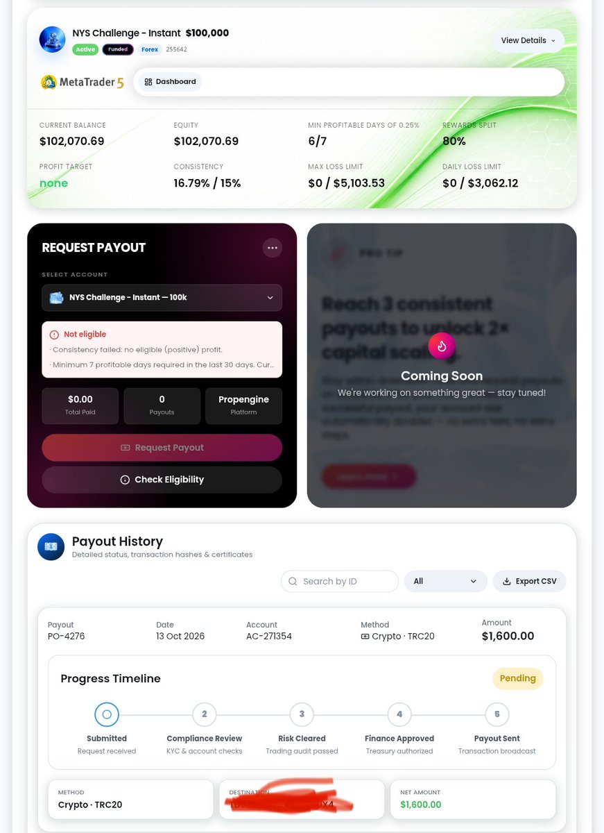 Tradewithuttam's tweet photo. 🚀 3RD PAYOUT REQUESTED! 💰

Another milestone with NYS Market 🔥

✅ Account: $100K Instant
💵 Payout Requested: $2,000
⏳ Status: Pending 
This is my 3rd payout request from NYS Market! 🙌🔥

Let’s see if it arrives within 24 hours. I’ll share the update here. https://t.co/02MHSxqvLF