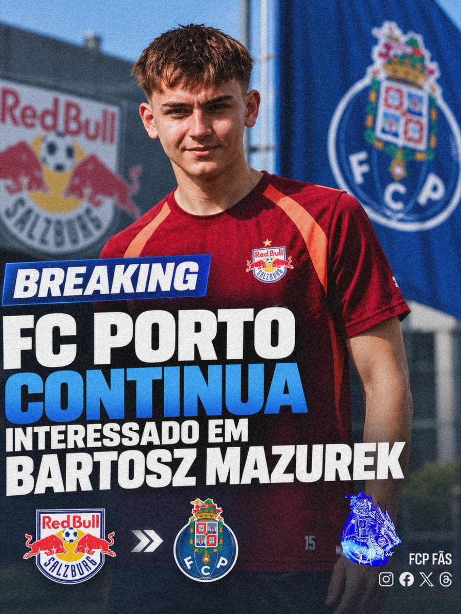 portistas2023's tweet photo. 🚨#MercadoFCP
BREAKING : Bartosz Mazurek , 19 anos, mais um talento Polaco...
Segundo o @TEAMtalk , o #FCPorto continua atento e interessado no médio ofensivo do Red Bull Salzburg.
🔹 19 anos
🔹 Médio ofensivo
🔹 Valor de mercado: 30M€
O FC Porto e o Benfica já o tinham observado antes da mudança para Salzburgo. André Villas-Boas confirmou esse interesse...
Mateusz Borek garante que os Dragões estão entre os interessados e acredita que a transferência pode chegar aos 30M€, mas deverá acontecer apenas no próximo Verão.
Um negócio em Janeiro é pouco provável, afirma.
Aprovas esta aposta?
#mercato #Transfers #mercadodetransferencia #transfernews #BartoszMazurek