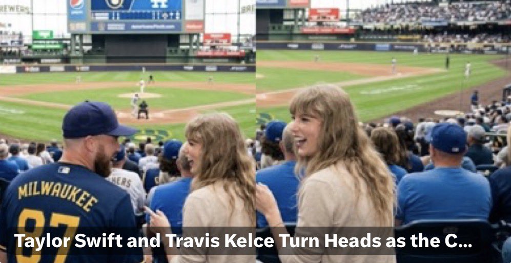 Uscurrents360's tweet photo. Taylor Swift and Travis Kelce Turn Heads as the Celebrity Couple Is Spotted Sitting Together in the Stands at the Brewers vs.
Dodgers Baseball Showdown https://t.co/HQ20Rgn6Jq