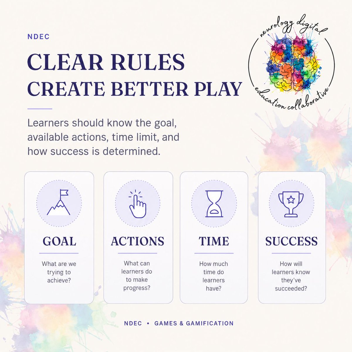 NDECinstitute's tweet photo. GBL tip: clear rules create better play. Confused rules kill engagement faster than a boring slide. #NDEC #Neurology #MedEd https://t.co/bXBAkbeAPs