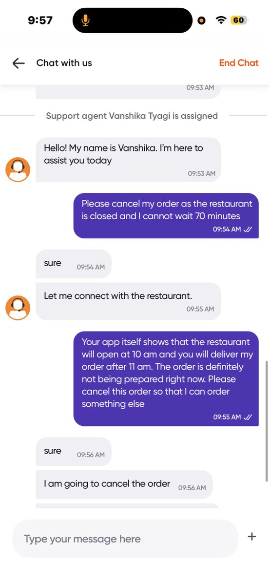 annkur's tweet photo. The most obvious example of a dumb LLM being integrated into a support chatbot is Swiggy. It will just do anything to keep arguing with you without actually being able to check facts.

The only hack I have figured out is to ask for a real agent to get a real conversation. 

It once wasted 40 minutes of my time, arguing that the order will be there in 5 minutes, but had to be ultimately cancelled as the delivery partner was stuck somewhere.