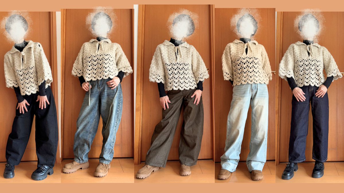 TOMO_LoopDesign's tweet photo. 手編みトップスにボトムパンツはき比べ。
セーターはこれ→衿付きレーシープルオーバー
https://t.co/bnxXC1qpgh
四角いパターンで易しく編めるので、ぜひ編んでね!
🔥 SHEINで👉RMP8V👈検索して、お気に入りの一着を見つけよう!#SHEINtrends #SHEINsaveinstyle #PR @SHEIN_Japan SHEIN_Official https://t.co/Nog2WGSTq8