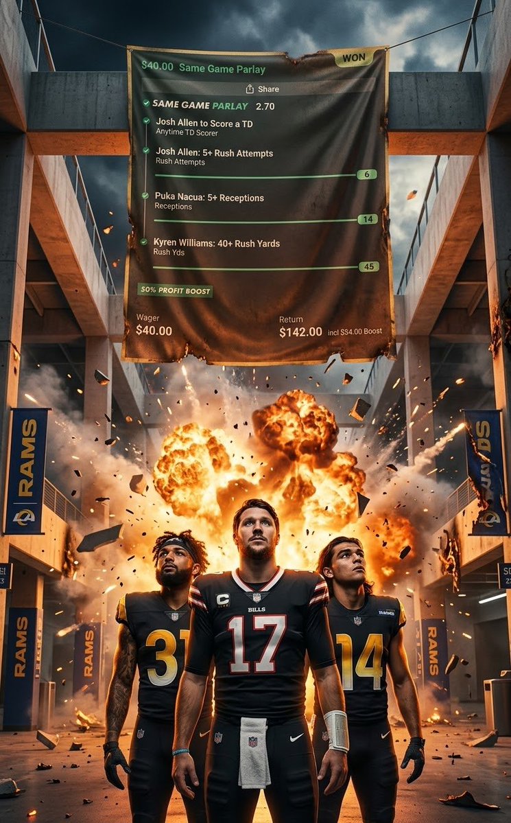 BOBhy623's tweet photo. WOW
WHAT A GAME 🔥

X3.55 PARLAY HIT ✅️

#NFL #NFLPICK #NFLPARLAY #AI #BILLSMAFIA #RAMS #LA #GAMBLING #BET https://t.co/FzPT82S9Kl
