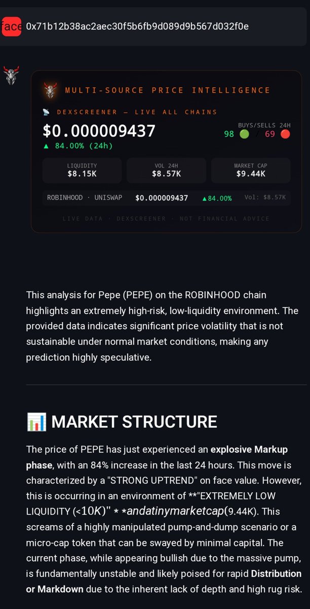 bitbeasts09's tweet photo. 🚨 $PEPE, 1st token on Robinhood Chain, +84% 24h
💧 Liq ~$8K | MCap ~$9.4K
🪙 30M $PEPE Treasure Hunt: 17K/coin, max 5/wallet/day, drops 00:00 UTC
📮 Post office must be open to redeem
https://t.co/VVJiNDOiy8
CA: 0x71b12b38ac2aec30f5b6fb9d089d9b567d032f0e
NFA, DYOR https://t.co/dcLaLQYUGN