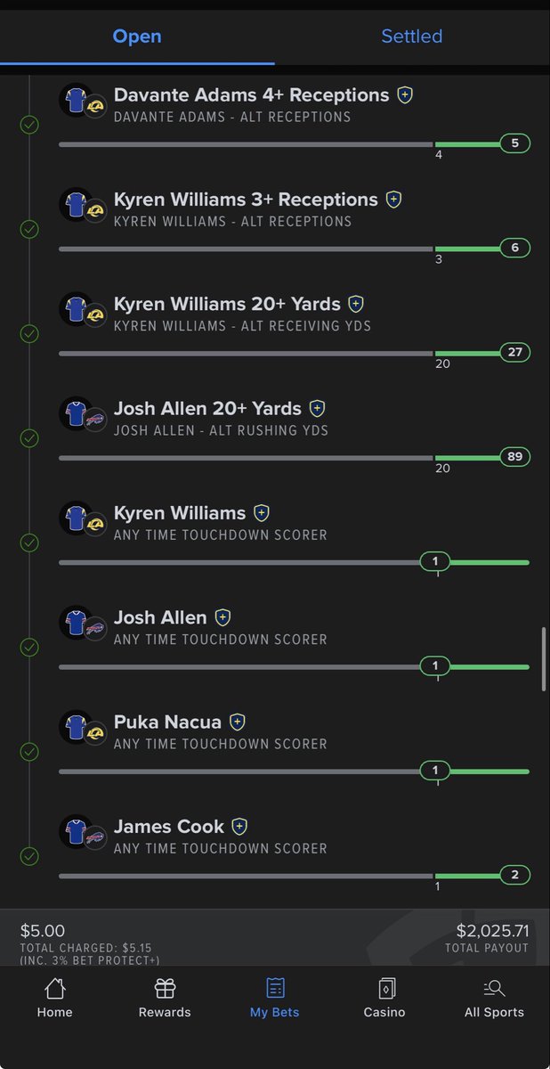 JustinKnowles20's tweet photo. @shanderbets Could’ve been worse- my 16 leg parlay missed by 16 yards lol. Damn you and your butter fingers James Cook https://t.co/8Lq9igAggN