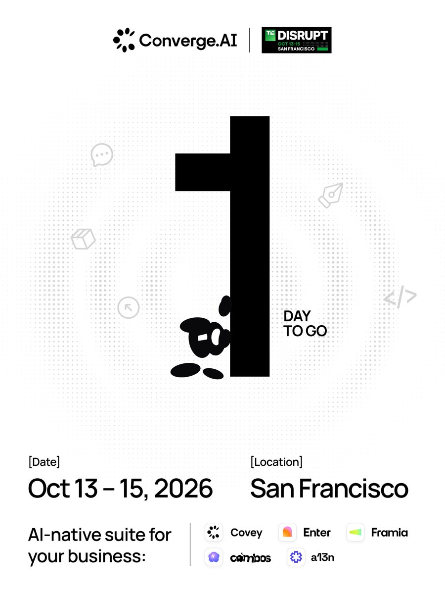 ConvergeAI_X's tweet photo. One day to go—the booth is up, our name is on the wall, and tomorrow is no longer theoretical.
Meet us at booth A12 in area AI. https://t.co/qiu8c99VVi