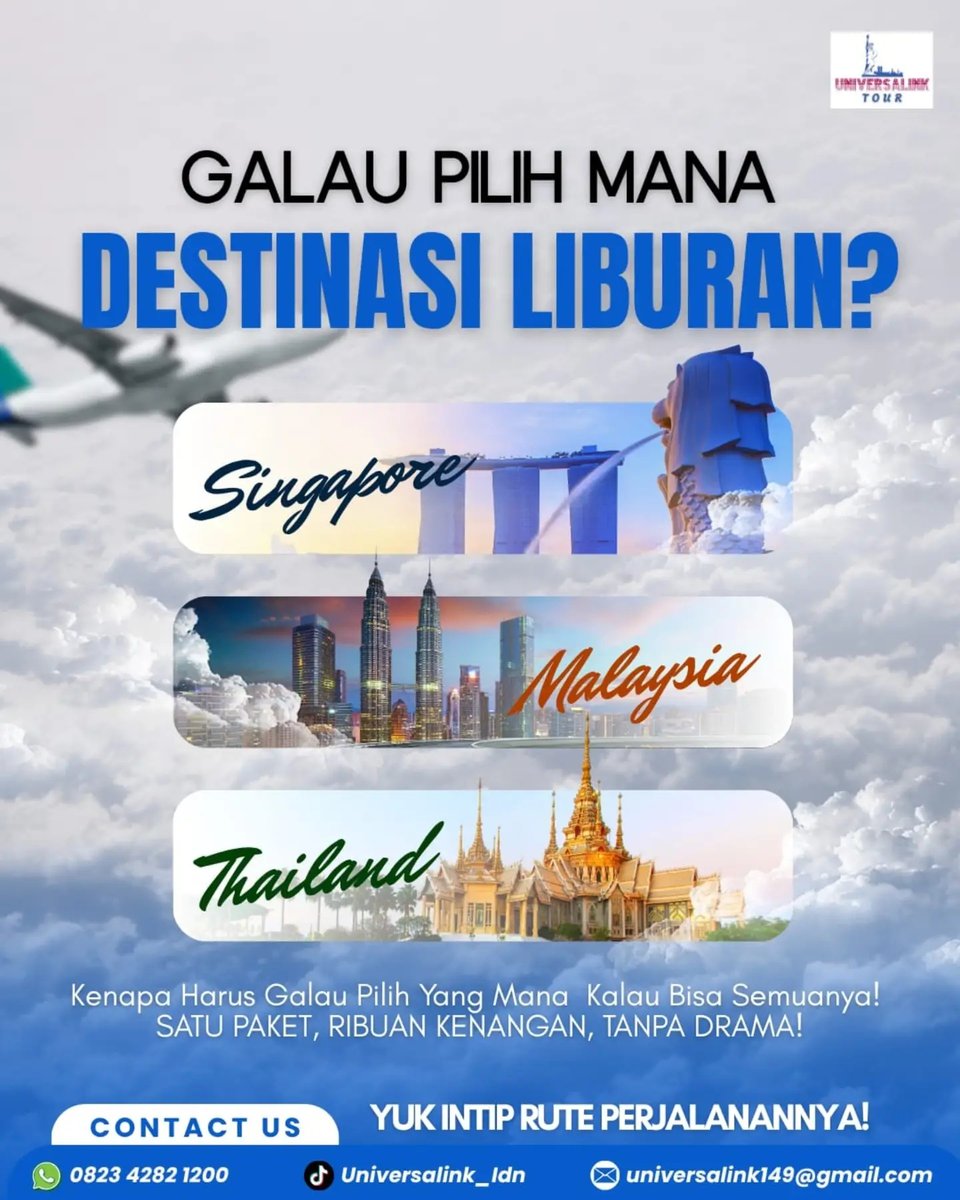 nate3131's tweet photo. Sekali jalan, 3 negara lunas: Malaysia, Thailand, Singapura. Hotel, transport, guide, tiket wisata, dan makan sudah termasuk. Cukup paspor, tanpa ribet urus visa. Kuota terbatas, komentar “3NEGARA” untuk itinerary lengkap. https://t.co/PmXJENpsyX