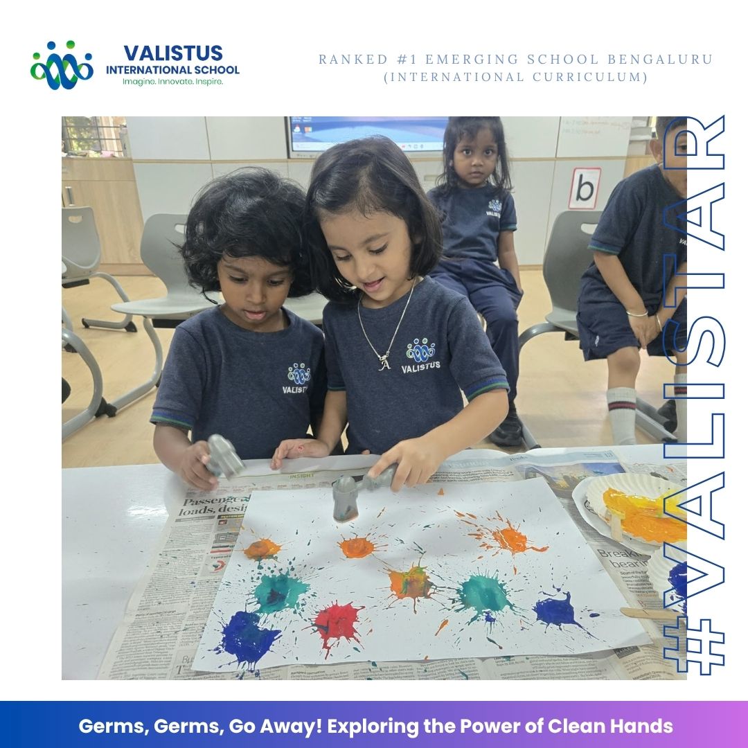 valistusschool's tweet photo. Germs, Germs, Go Away! π§Όπ¦ Our little learners explored germs through storytelling, handwashing experiments, and creative art! Learning how soap and water keep us healthy, one little hand at a time! π§β¨ #SchoolsInBangalore #VALISTAR #CambridgeSchool #IBLearners #HealthyKids https://t.co/83lxczYd9W