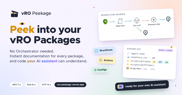 AzaelColon's tweet photo. Explore Orchestrator Packages Easily with vRO Peekage – #vExpert Mayank Goyal https://t.co/pHcc1Hdeey https://t.co/HVlpQHOdrj