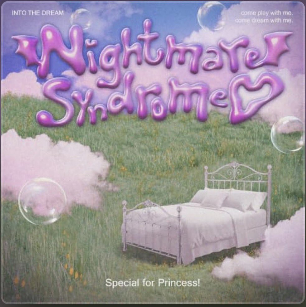 mknijm's tweet photo. nightmare syndrome♡のタイトルロゴがwightmare syndromeに見える件について、whiteとnightmareをかけてるなら、白昼夢みたいに明るいのに不穏な感じがドリームコアっぽいのと、ライカの無邪気さと不気味さが合わさってる感じがしてめっちゃいいねという話 https://t.co/q7dvbWIrU5