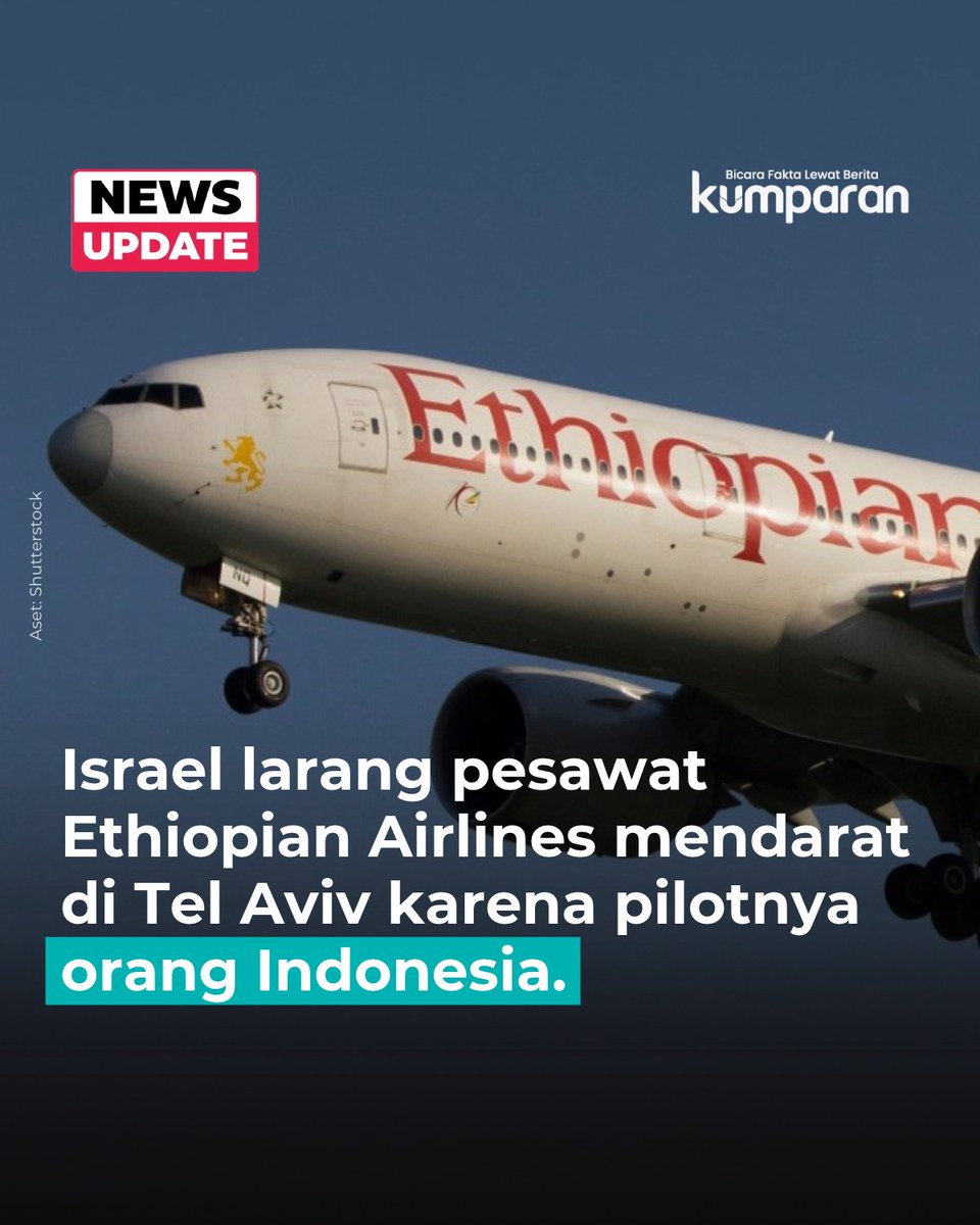 kumparan's tweet photo. Israel dilaporkan menolak pendaratan pesawat kargo Ethiopian Airlines yang menuju Tel Aviv karena salah satu pilotnya berkewarganegaraan Indonesia. Menurut kantor berita Turki, Anadolu, pesawat tersebut baru lepas landas dari Addis Ababa, Ethiopia, ketika menerima perintah untuk kembali saat masih berada di wilayah udara Ethiopia.

Anadolu, mengutip media Israel Channel 12, melaporkan bahwa pilot tersebut telah dipantau oleh intelijen Israel dan otoritas bandara. Petugas keamanan Israel kemudian melarang pesawat itu mendarat di Tel Aviv.

Pesawat akhirnya kembali ke Addis Ababa dan pilot asal Indonesia tersebut diganti dengan pilot lain. Setelah pergantian awak, pesawat melanjutkan penerbangan dan berhasil mendarat di Tel Aviv.

Ethiopian Airlines menyatakan tidak mengetahui bahwa pilot yang bersangkutan dilarang mengoperasikan penerbangan menuju Israel. Sejumlah laporan juga menyebut otoritas Israel telah menginstruksikan maskapai asing agar tidak menugaskan awak pesawat dari negara-negara tertentu yang tidak memiliki hubungan diplomatik dengan Israel.

Negara-negara yang disebut masuk dalam pembatasan tersebut meliputi Afghanistan, Aljazair, Indonesia, Iran, Irak, Kuwait, Niger, Qatar, Arab Saudi, Somalia, dan Venezuela.

📸: Dok. Shutterstock.
⁠
Baca selengkapnya dengan klik link di bio. Cari tahu berita update lainnya dengan download aplikasi kumparan di App Store atau Google Play.⁠
⁠
📝: newsupdate | update | news | oneliner | R059 | E169 | E158
#bicarafaktalewatberita #kumparan