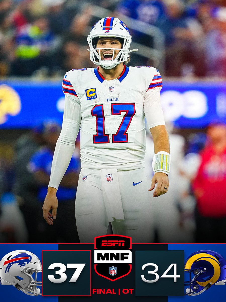 Jc15Jorge's tweet photo. @EndRevista El quarterback Josh Allen corrió para un touchdown y mandó un pase para otro, para lograr el primer triunfo de su carrera en tiempo extra. https://t.co/YVN8JP5TX6