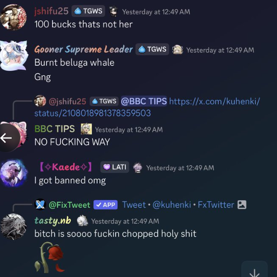 kavikkaba's tweet photo. @Vulknir Lol you've started blocking all of the people who support Kuhenki? Where is male accountability? 

You tried to frame that black girl as a racist after the narcissists in your whale server colonised her's. 

then the real racists, misogynists and bigots (your friends) came out https://t.co/YVGU7JQ5LX
