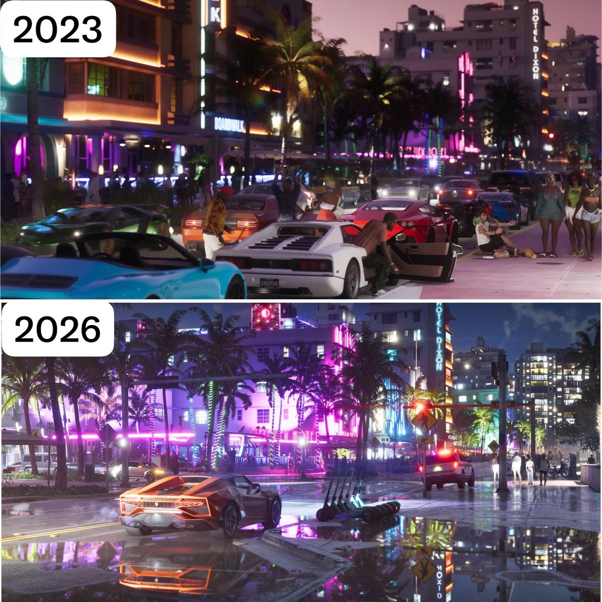 GTA6Intel's tweet photo. GTA 6 has come a long way in 3 years https://t.co/fyMPkQzo4r