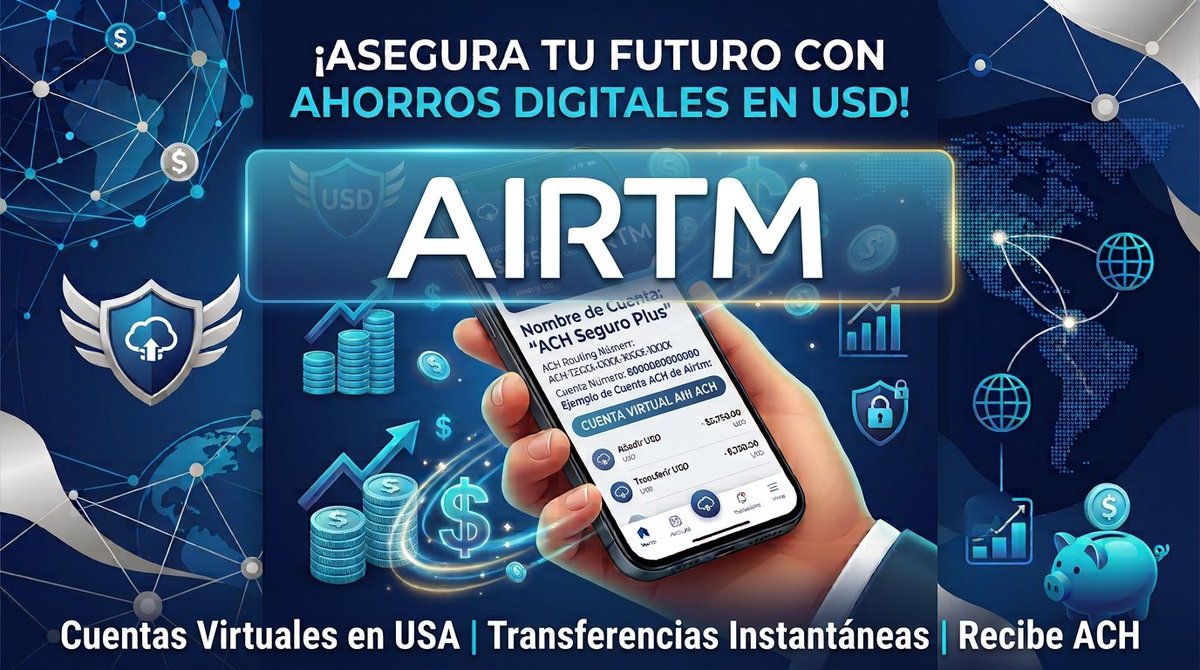 albertj1985's tweet photo. 💸 ¡Ahorra en dólares con #Airtm! 🌎

✅ Cuenta Virtual ACH en USA para mover tu dinero.
🎁 Recibe $10 USD de regalo al verificarte y completar 1 transacción (Virtual Account Add).

👉 Únete aquí: https://t.co/z336GEu2PQ

#AhorroEnDolares #DolaresVenezuela #CuentasVirtualesUSA https://t.co/4BZvtil7kg