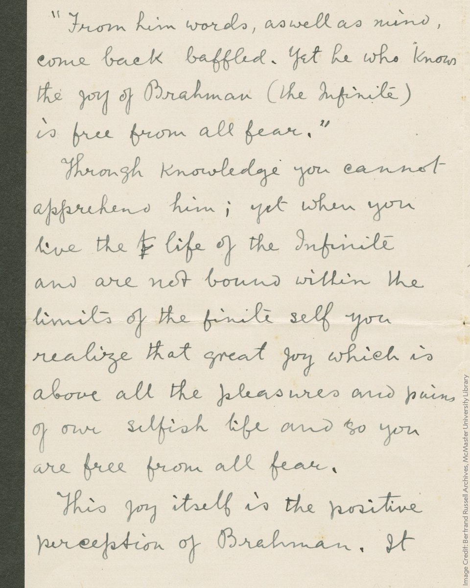 NobelPrize's tweet photo. Take a look at this 114-year-old correspondence between literature laureates Bertrand Russell and Rabindranath Tagore.

Almost a year later, Tagore would receive the 1913 literature prize for his poetry. Russell would receive the literature prize 37 years later in 1950.

Images: Bertrand Russell Archives, @mcmasteru Library