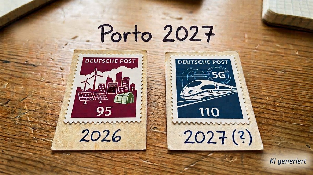 immofux's tweet photo. Die Bundesnetzagentur hat den Spielraum für Anpassungen beim Porto der Deutschen Post AG festgelegt. 📯

Das #Porto darf für #Briefe um 20,35 % steigen (= 1,14 Euro für einen Standardbrief). ✉️

#Pakete für Privatkunden können um bis zu 10,72 % teurer werden. 📦

Die neuen Porti sollen ab dem 1. Januar 2027 für zwei Jahre bis zum 31. Dezember 2028 gelten und werden noch von der Deutschen Post endgültig festgelegt >>>