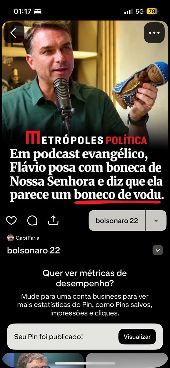 gabifariaeu's tweet photo. já que é assim, peguem TODAS as imagens políticas que JÁ ESTÃO salvas no celular de vocês e postem no pinterest com o nome BOLSONARO 22. você vai no seu perfil, clica no no +, criar pin e posta. vamos corromper o algoritmo deles https://t.co/t0yuQUjiRy
