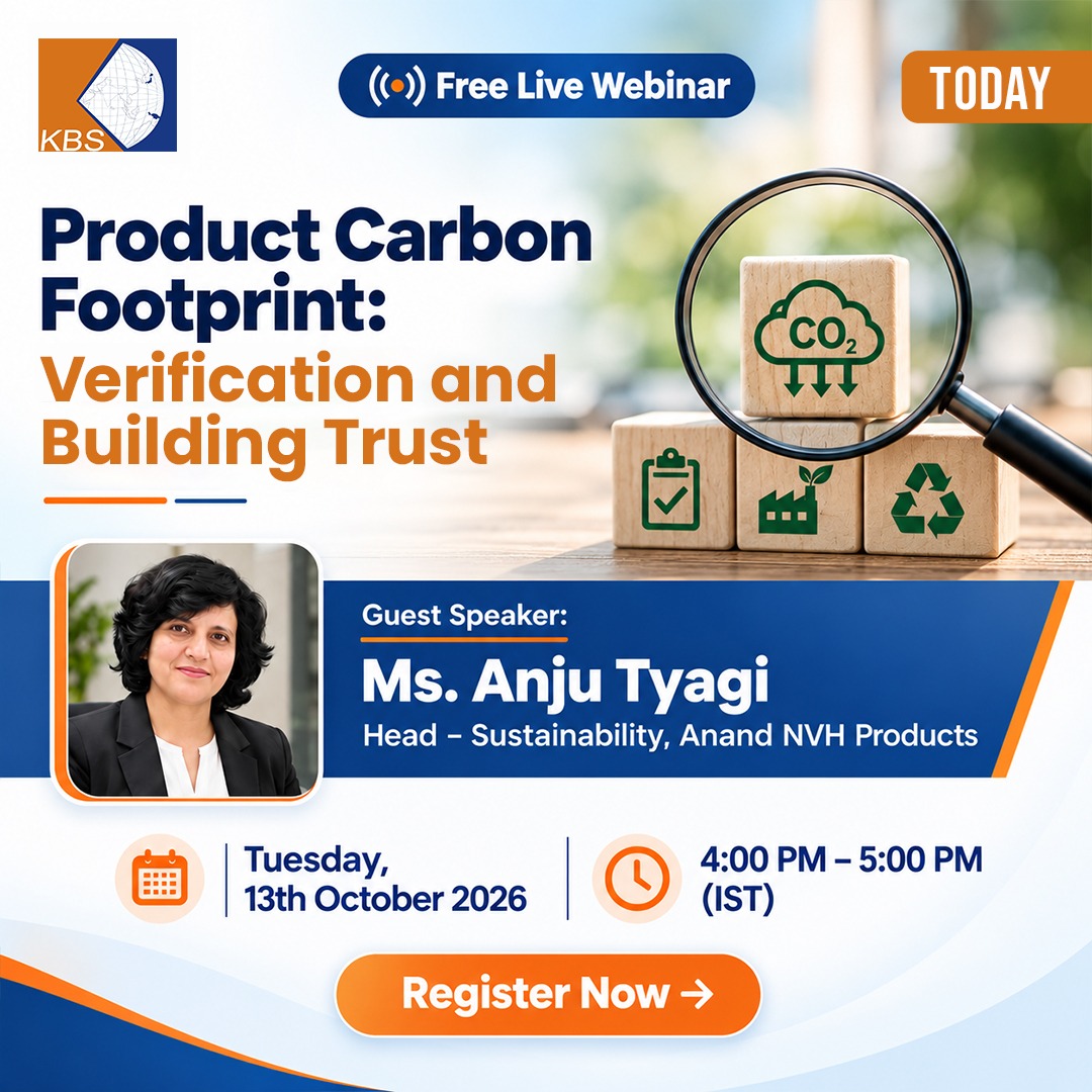 kbs_pvt_ltd's tweet photo. ๐ Today at 4 PM IST!
Join our FREE webinar on Product Carbon Footprint (PCF): Verification & Building Trust.
Discover how #PCF verification strengthens carbon data confidence & environmental credibility.
Register Now: https://t.co/8FaNXd9ycf
#Sustainability #KBSCertification https://t.co/BeZNQ46Ojo