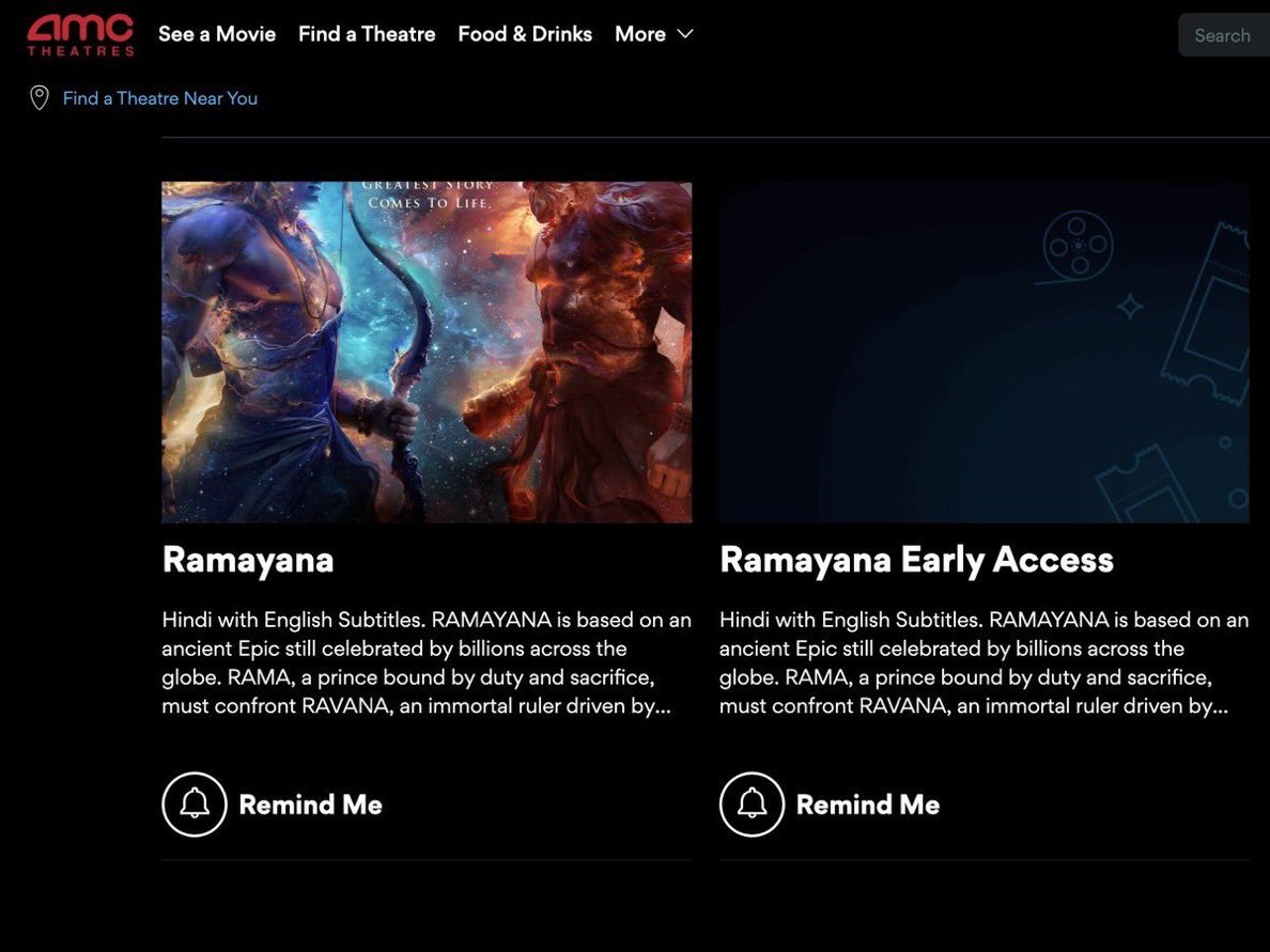 EditXIshan's tweet photo. Ramayana early access screenings for AMC stubs members from Oct 30 - Nov 2
#Ramayana #Ramayanamovie #Yash #Ranbirkapoor #Saipallavi https://t.co/AjOrejDy53