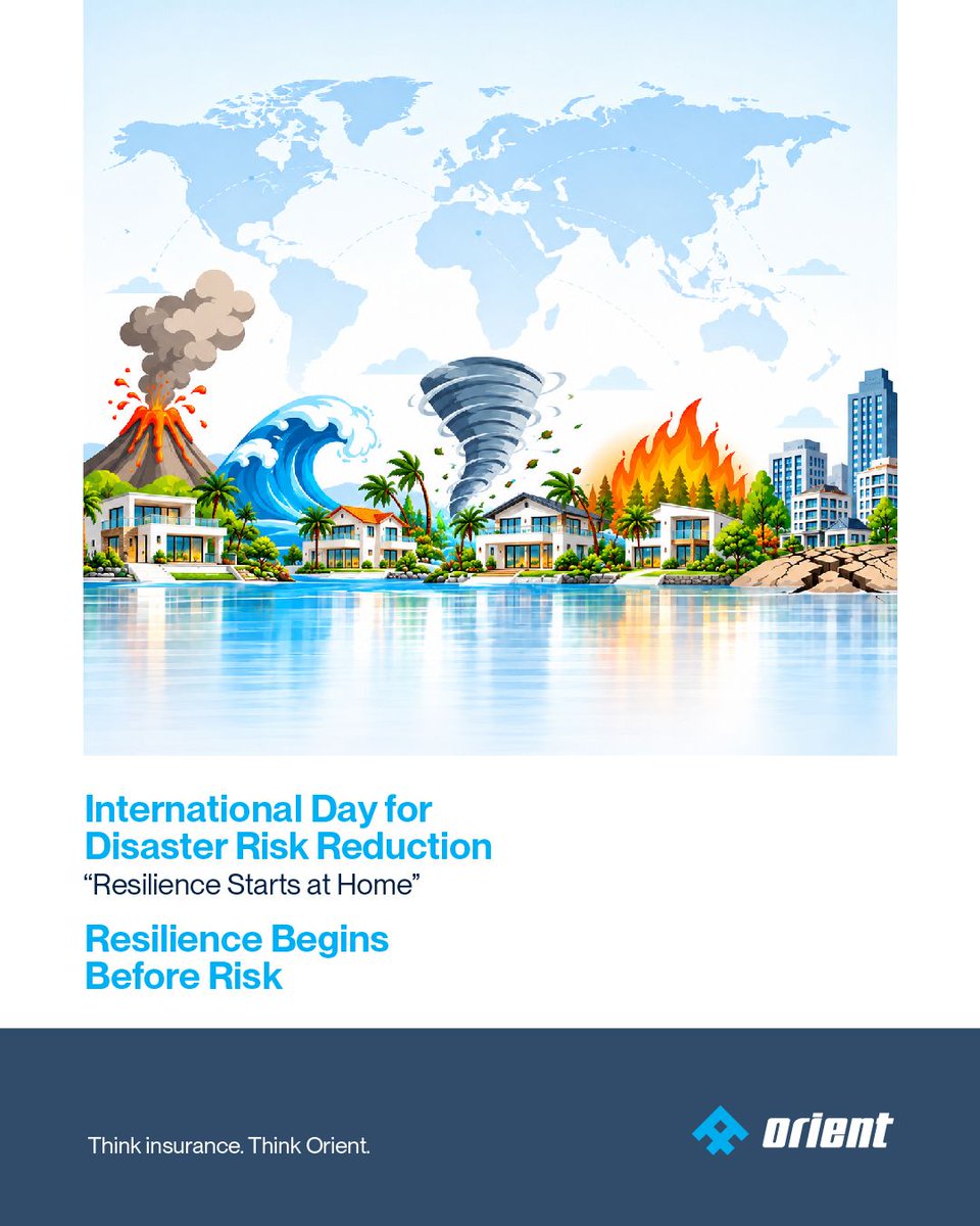 OrientInsurance's tweet photo. Resilience begins with preparedness. On Disaster Risk Reduction Day, let's build safer communities together.

تبدأ القدرة على الصمود بالاستعداد. لنعمل معاً لبناء مجتمعات أكثر أماناً.

#DisasterRiskReduction #CommunitySafety #OrientInsurance https://t.co/CcVyNqdzhg