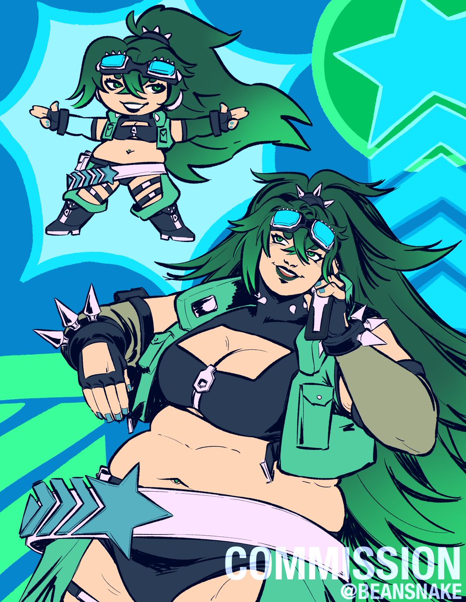 beansnake's tweet photo. commission for @juliusmode of rhea 💚🩵 https://t.co/El8H2uDlS4