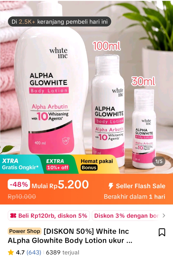 SiMeme964738's tweet photo. [DISKON 50%] White Inc ALpha Glowhite Body Lotion ukuran 100ml dengan 10 Whitening Agents mencerahkan kulit dan melembabkan kulit  

https://t.co/yaqvObvKEI https://t.co/0N72AYeSF4